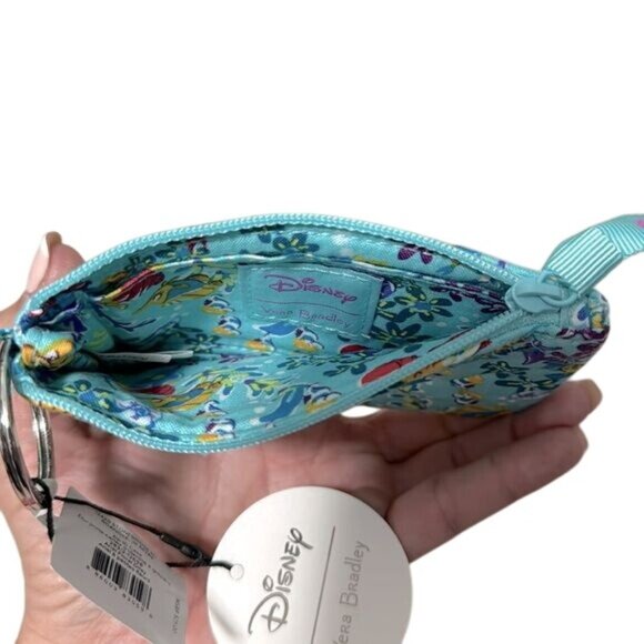 NWT Disney Vera Bradley Little Mermaid Zip ID Case Floral Print Blue Aerial - Picture 3 of 3
